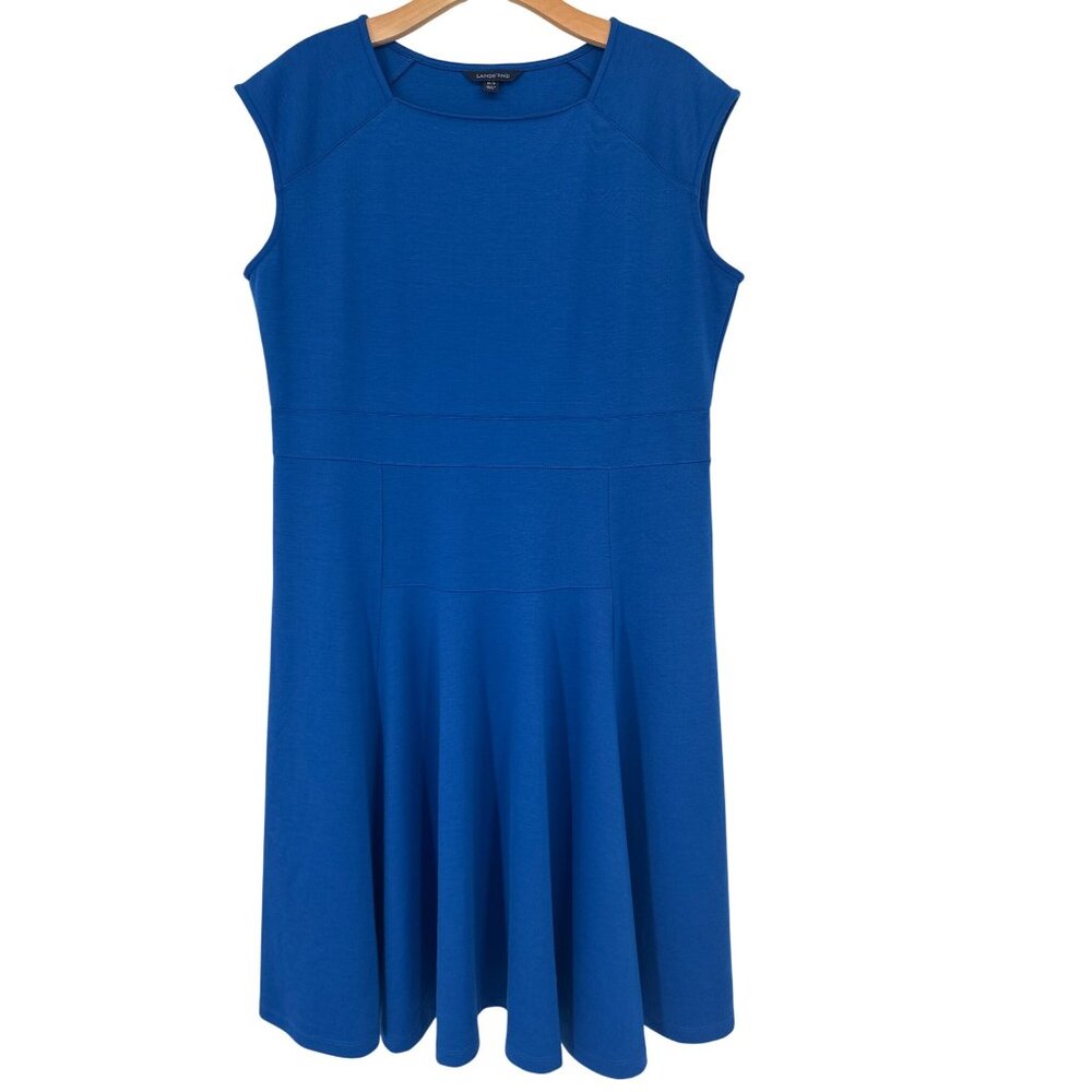 Lands End  Sleeveless ponte knit Dress Size large womens royal blue